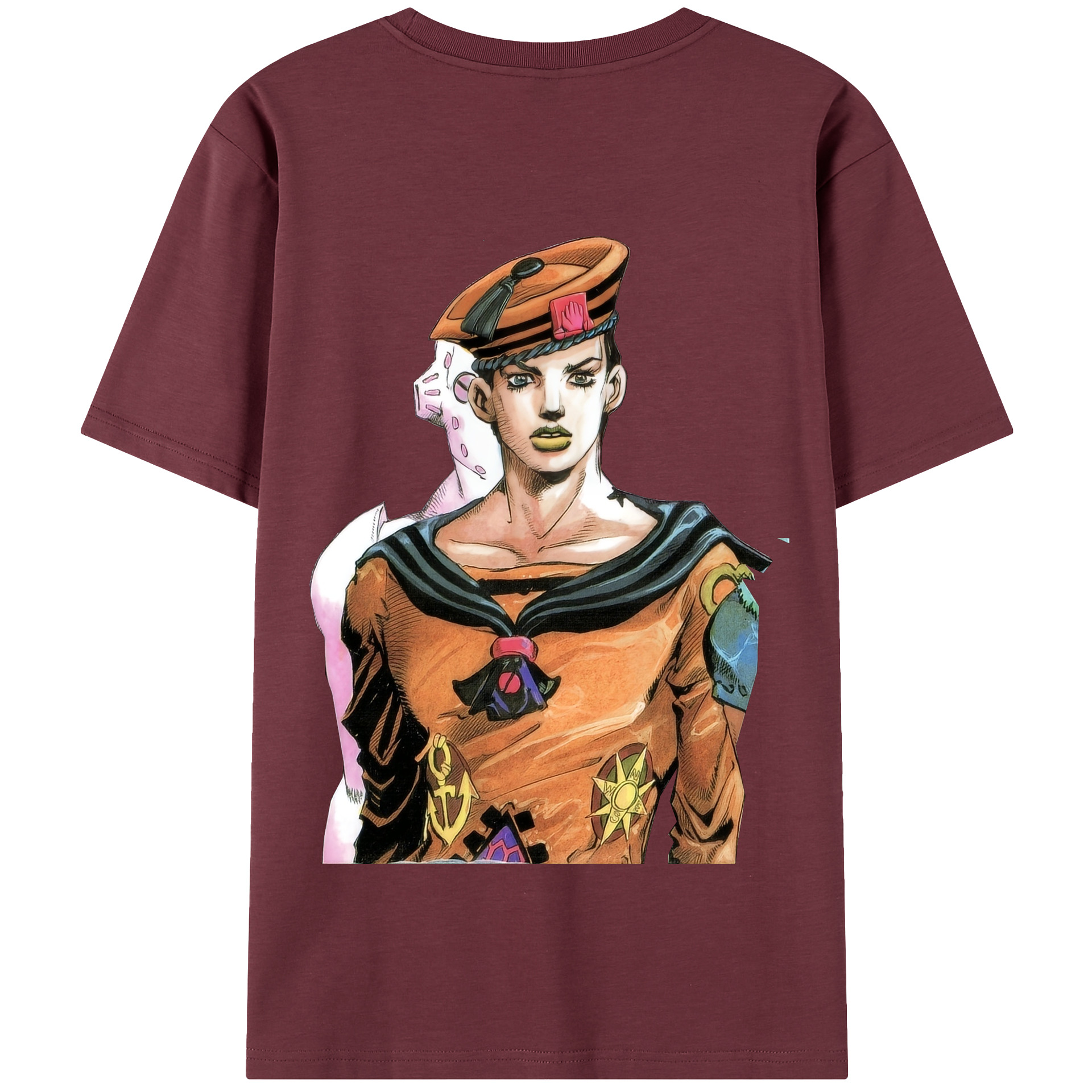 （画像用） ジョジョの奇妙な冒険 東方定助 JoJo's Bizarre Adventure Higashikata Josuke 綿100％半袖Tシャツ（背面プリント）